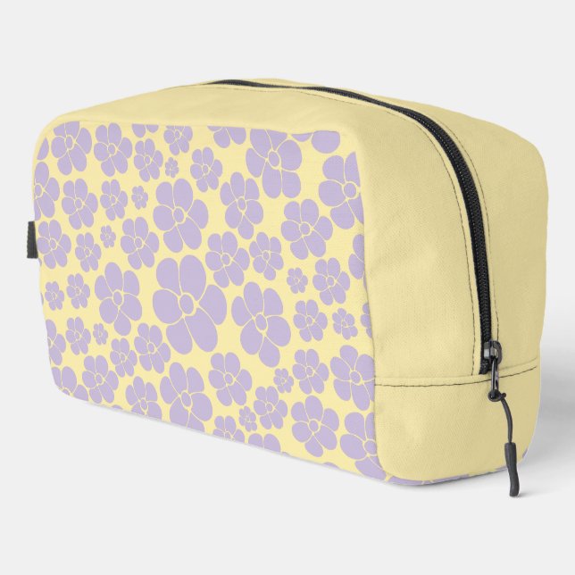 Flower Pattern - Pastel Yellow and Purple  Dopp Kit (Right Corner)