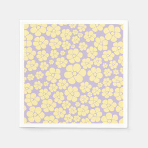 Flower Pattern - Pastel Yellow and Purple Napkin