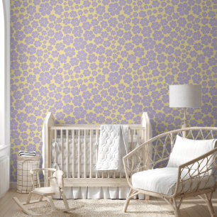 Flower Pattern - Pastel Yellow and Purple Wallpaper