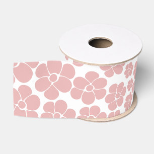 Flower Pattern - Pink and White Grosgrain Ribbon