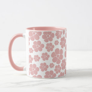 Flower Pattern - Pink and White  Mug