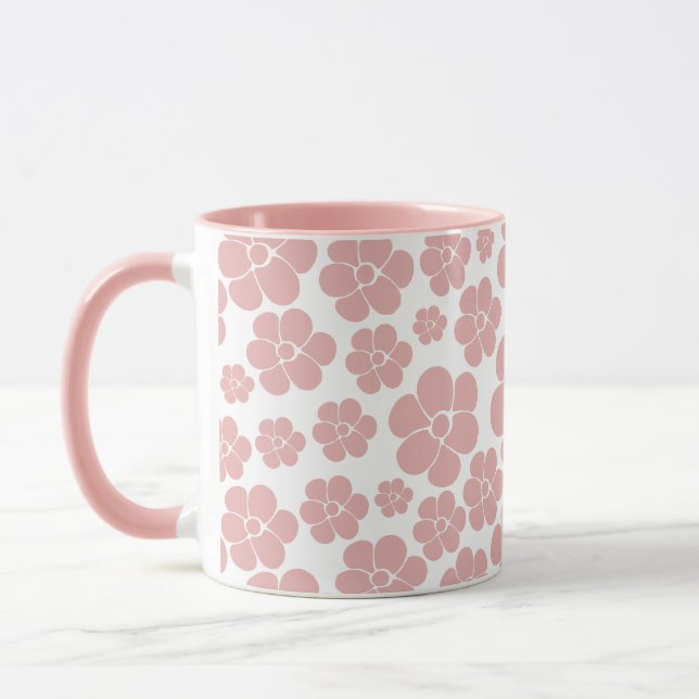 Flower Pattern - Pink and White  Mug (Left)