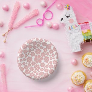 Flower Pattern - Pink and White Paper Plate