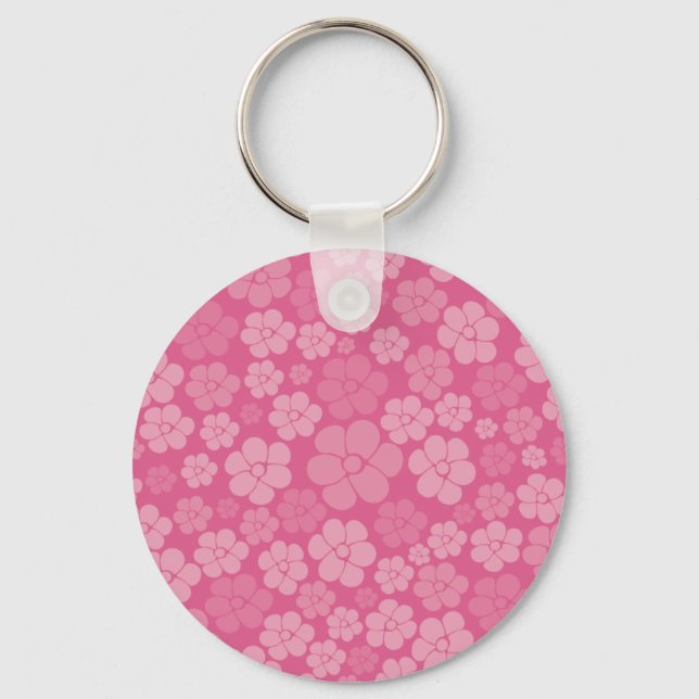 Flower Pattern - Pink Key Ring (Front)
