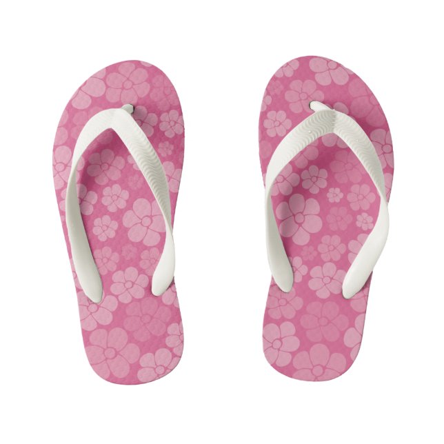 Flower Pattern - Pink Kid's Jandals (Footbed)