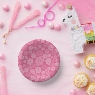 Flower Pattern - Pink Paper Plate