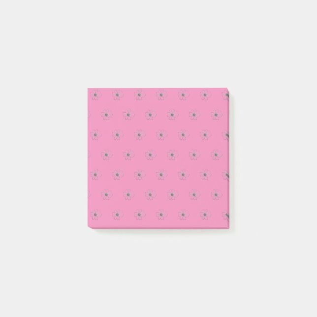 Flower Pattern Pink Post-it Notes (Front)