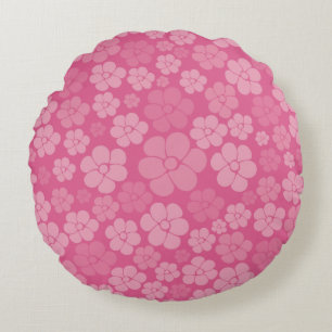 Flower Pattern - Pink Round Cushion