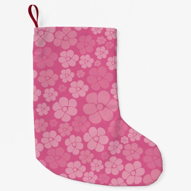 Flower Pattern - Pink Small Christmas Stocking (Front)