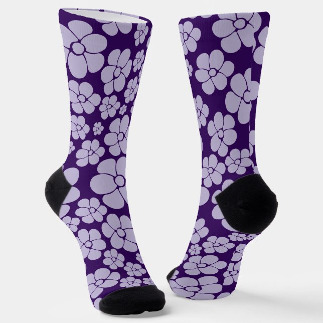 Flower Pattern - Purple Socks (Angled)
