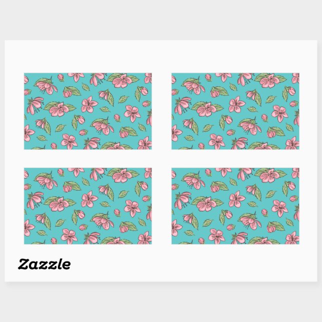 Flower pattern rectangular sticker (Sheet)