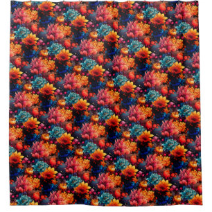 Flower Pattern Shower Curtain