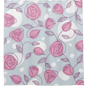 Flower pattern shower curtain