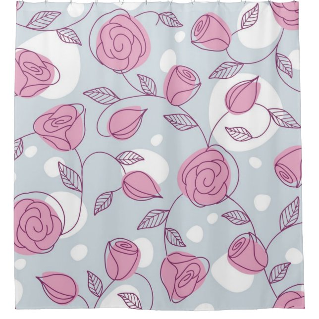 Flower pattern shower curtain (Front)