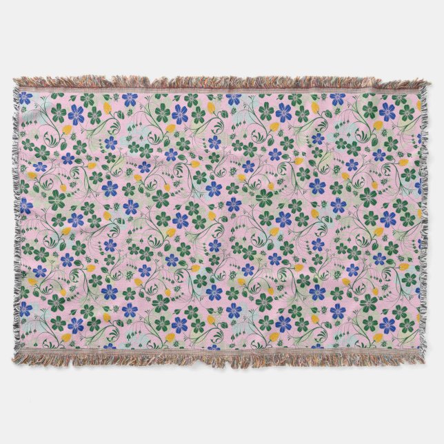 Flower pattern small flowers 13.w LPink BG Throw Blanket (Front)