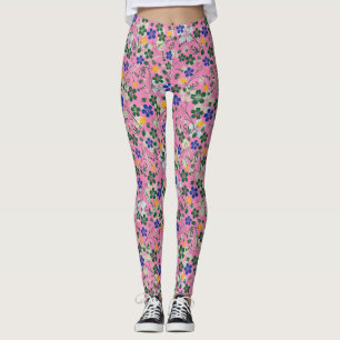 Flower pattern small flowers 13.w Pink BG Leggings