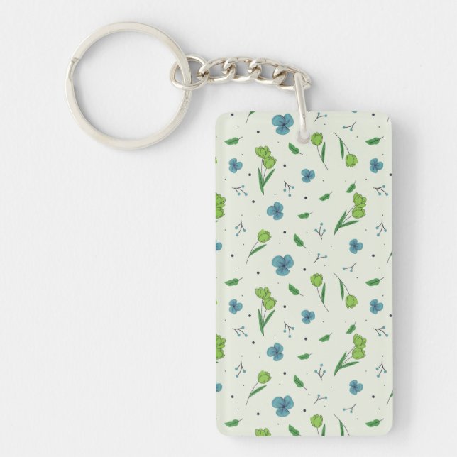 Flower Pattern Spring Floral Acrylic Key Ring (Front)