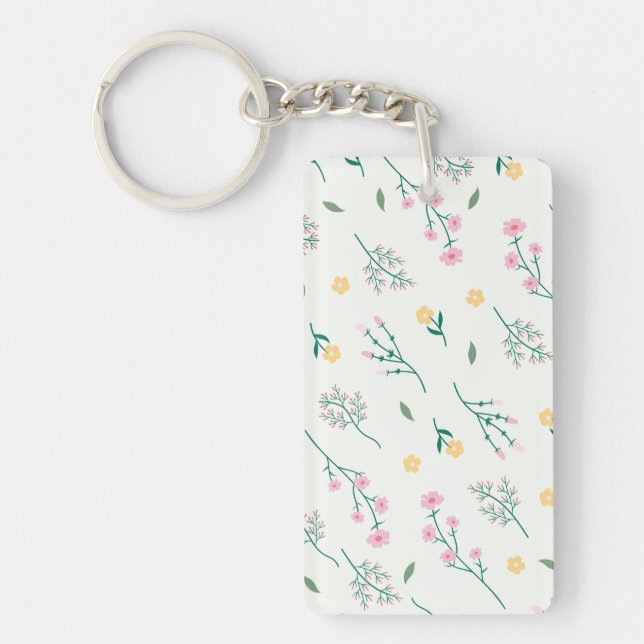 Flower Pattern Spring Floral Acrylic Key Ring (Front)