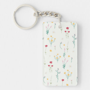 Flower Pattern Spring Floral Acrylic Key Ring