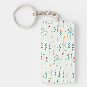 Flower Pattern Spring Floral Acrylic Key Ring