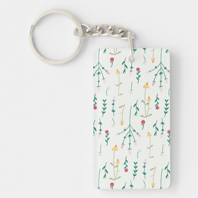 Flower Pattern Spring Floral Acrylic Key Ring (Front)