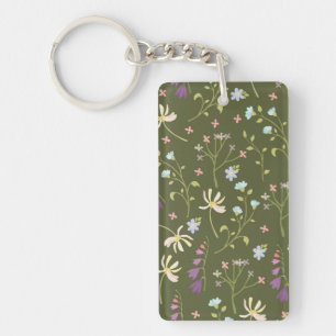 Flower Pattern Spring Floral Acrylic Key Ring