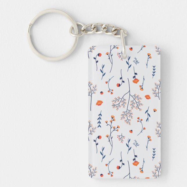 Flower Pattern Spring Floral Acrylic Key Ring (Front)