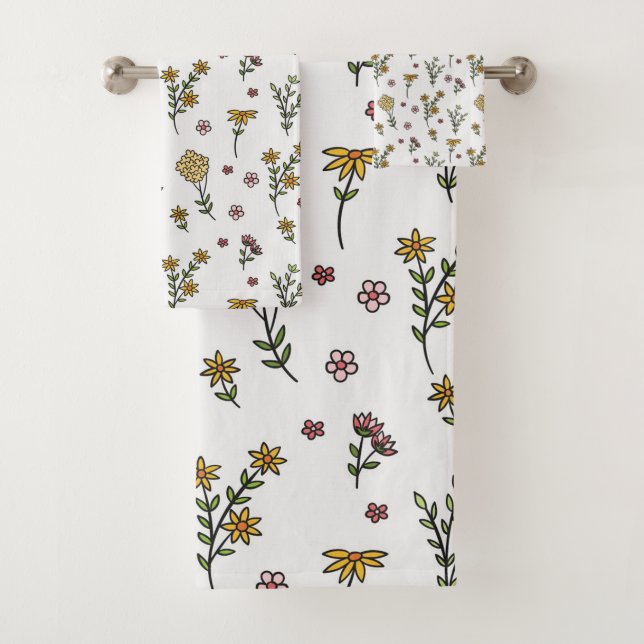 Flower Pattern Spring Floral Bath Towel Set (Insitu)