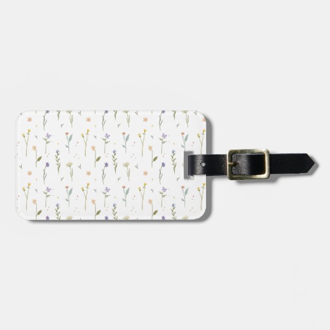 Flower Pattern Spring Floral Luggage Tag (Front Horizontal)