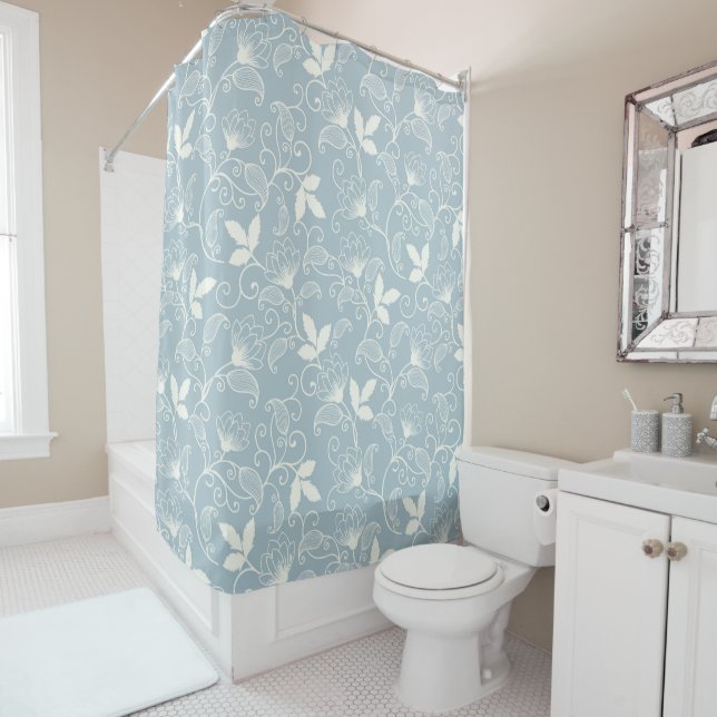 Flower Pattern Spring Floral Shower Curtain (In Situ)