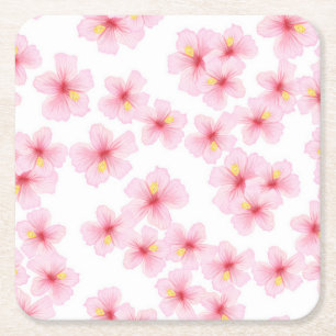 Flower pattern square paper coaster