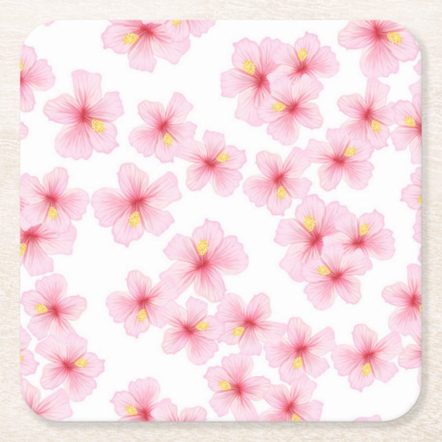 Flower pattern square paper coaster (Front)