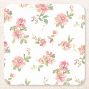Flower pattern square paper coaster