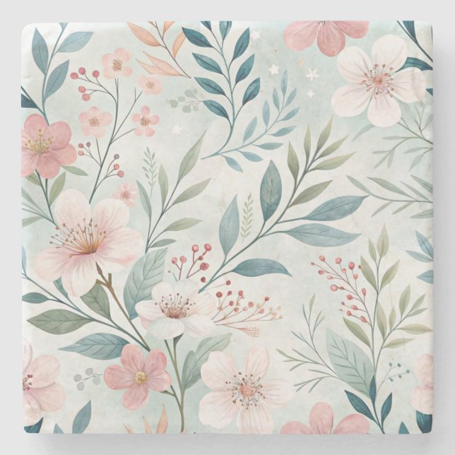 Flower Pattern Stone Coaster (Front)