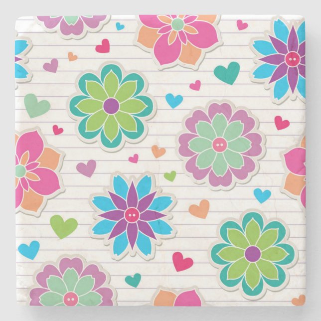 Flower pattern stone coaster (Front)