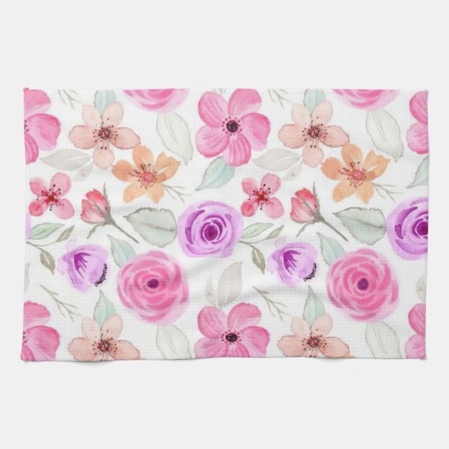 Flower pattern tea towel (Horizontal)