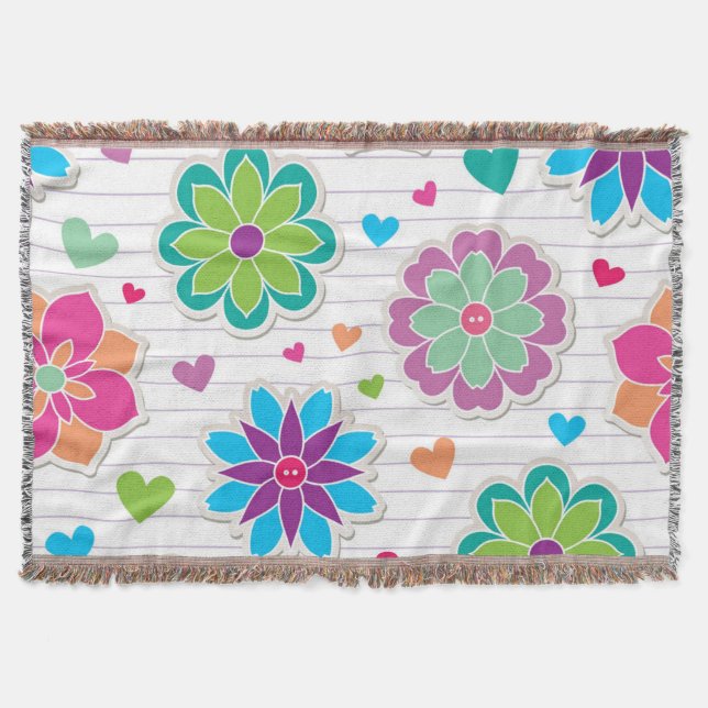 Flower pattern throw blanket (Front)