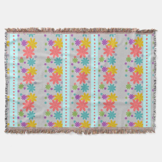 Flower Pattern Throw Blankets (Front)