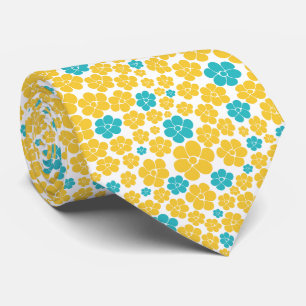Flower Pattern - Turquoise and Yellow Tie