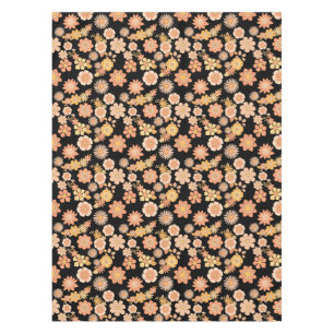 Flower pattern warm colour 11.wx4. Black BG Tablecloth