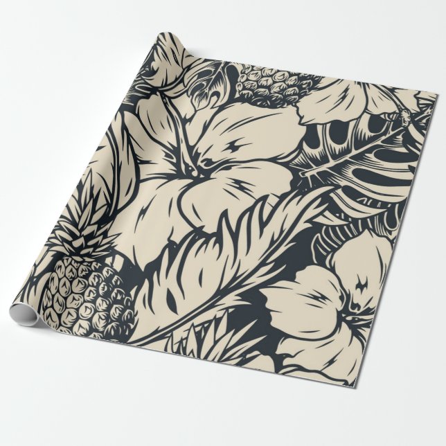 Flower pattern wrapping paper (Unrolled)