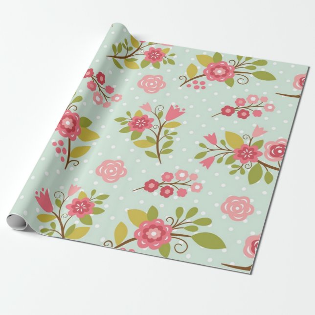 Flower pattern wrapping paper (Unrolled)