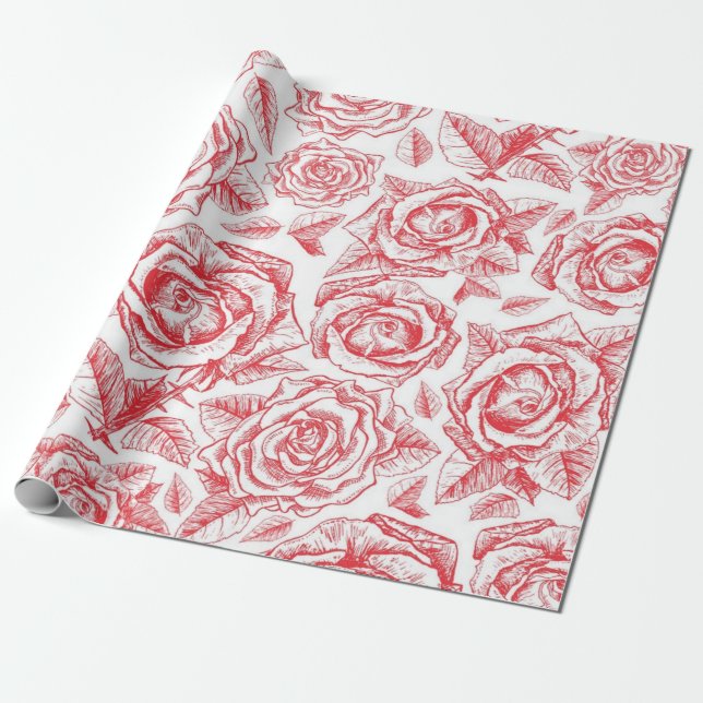 Flower pattern wrapping paper (Unrolled)