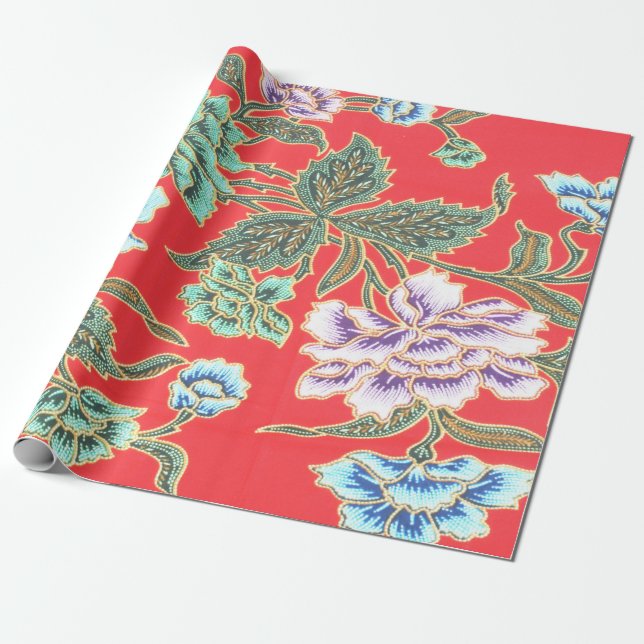 Flower pattern wrapping paper (Unrolled)