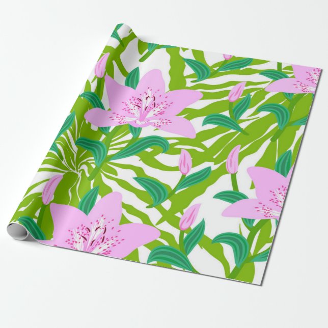 Flower pattern wrapping paper (Unrolled)