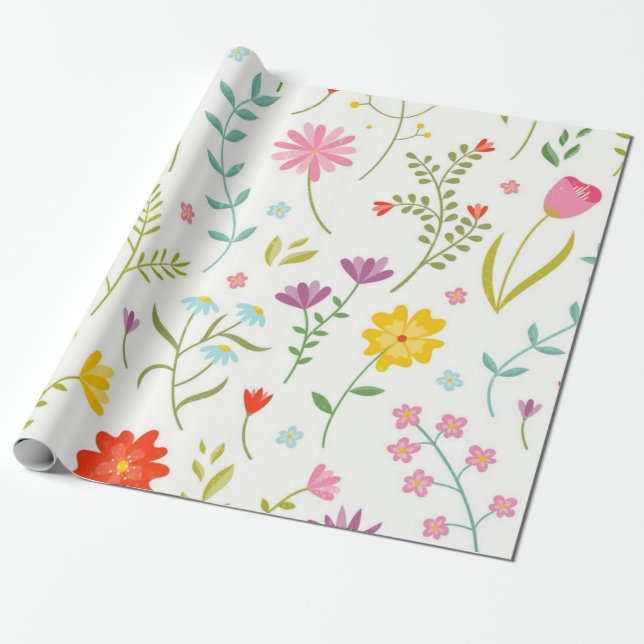 Flower pattern wrapping paper (Unrolled)