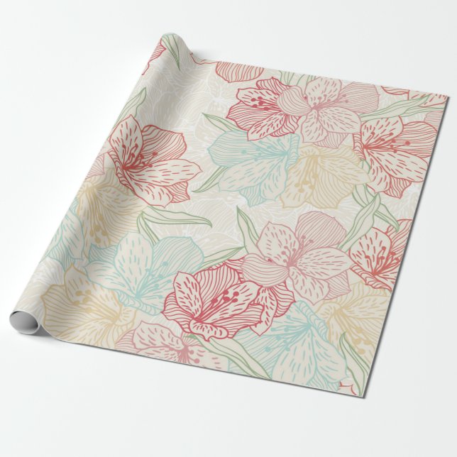 Flower pattern wrapping paper (Unrolled)
