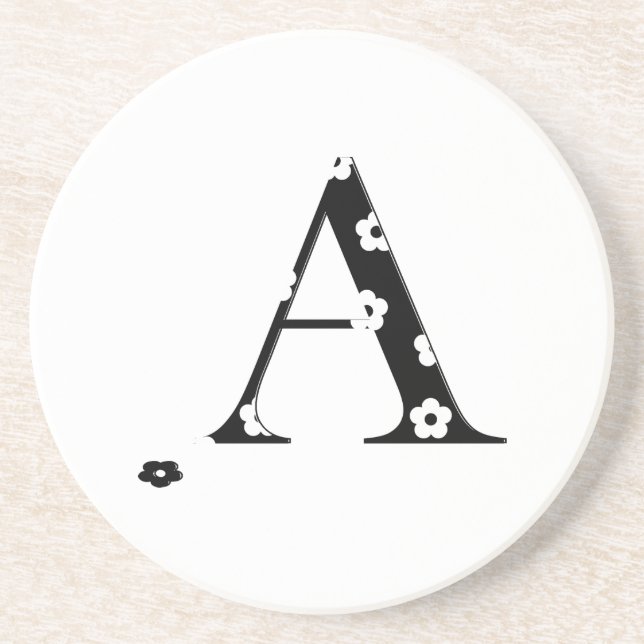 Flower Patterned Letter A Coaster (Front)