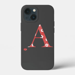 flower Patterned Letter A (red & dots) Case-Mate i iPhone 13 Mini Case