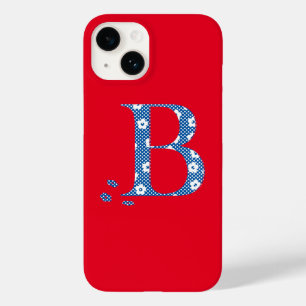 flower Patterned Letter B(blue & dots) Case-Mate i iPhone 14 Case